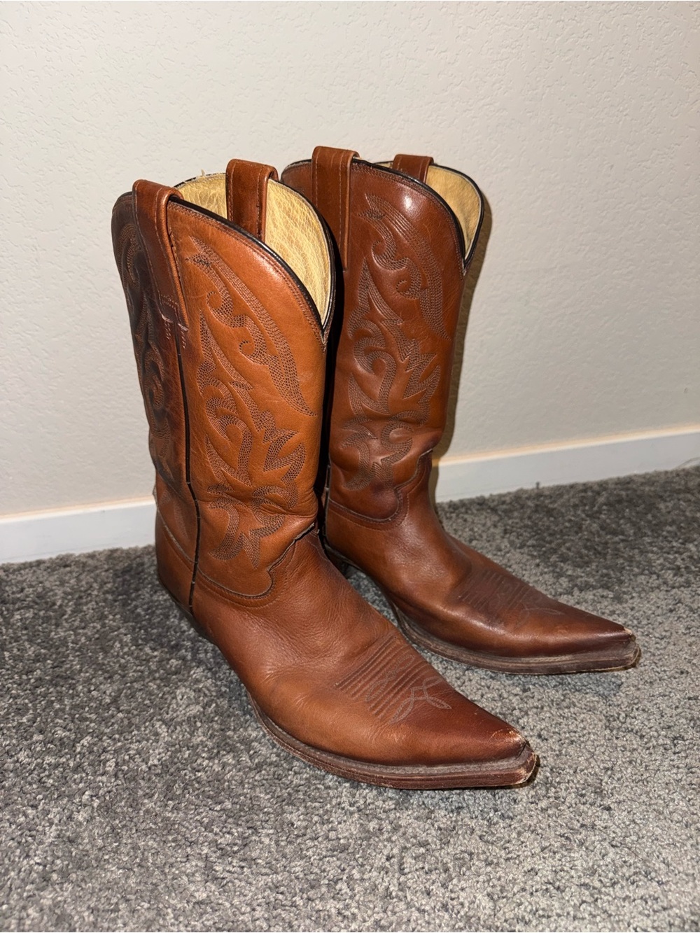 Vintage Rudel Leather Womens Cowboy Boots Pointed Toe Western Made in Mexico
